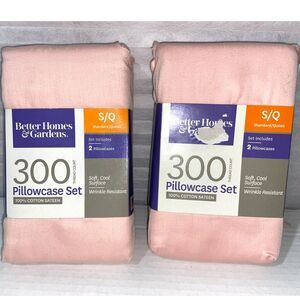 Better Homes & Gardens 300 Thread Count Cotton Sateen 4 Queen Pillowcases NEW!